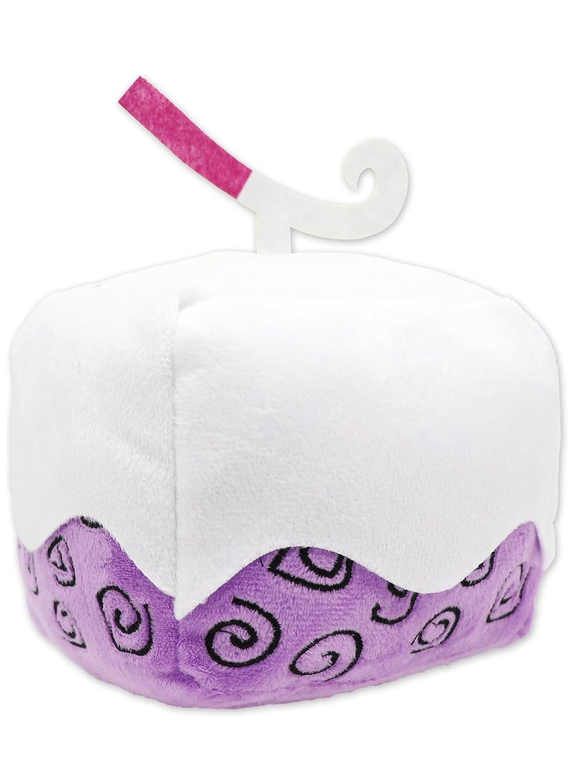 Blox Fruits Plush, 6 inch Blox Plush Plushies Toys Stuffed Animal Plushie Doll, Soft Fruits Hugging Plush Pillow Toy, Collectible Gifts for Kids Fans Aldults Birthday (Dough) (Purple and White)