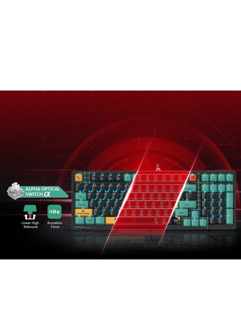Alpha Optical Switch Performance Gaming Keyboard AT98, Adjustable Actuation Point, Gaming PBT Keycaps, 7 RGB Backlit Effects, Stealth Quiet Typing, Renegade Design