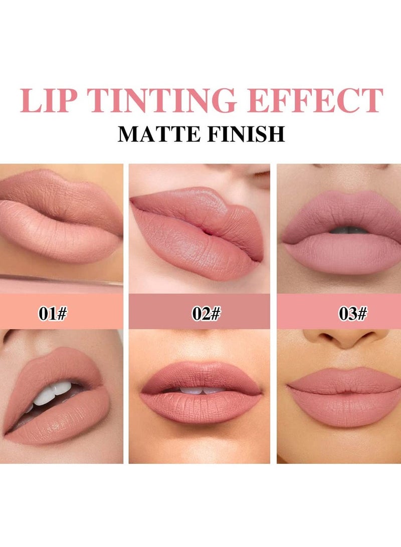 Waterproof Crayon Matt Nude Lipstick, Lipliner Pack Set with Built in Sharpener Matte, Lipliner Pencil Collection Ultimate, Nourishing Buildable Velvet Lip Crayon Lip Liner, 3 Colors