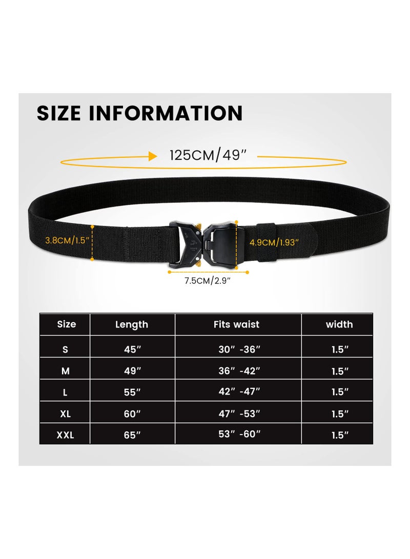 Tactical Belt, Nylon 1.5 inch Adjustable Military Belts with Heavy-Duty Quick-Release Buckle for Men Women