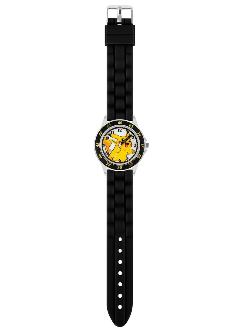 Pokémon Black Silicone Strap Time Teacher Watch For Boys - POK9048ARG