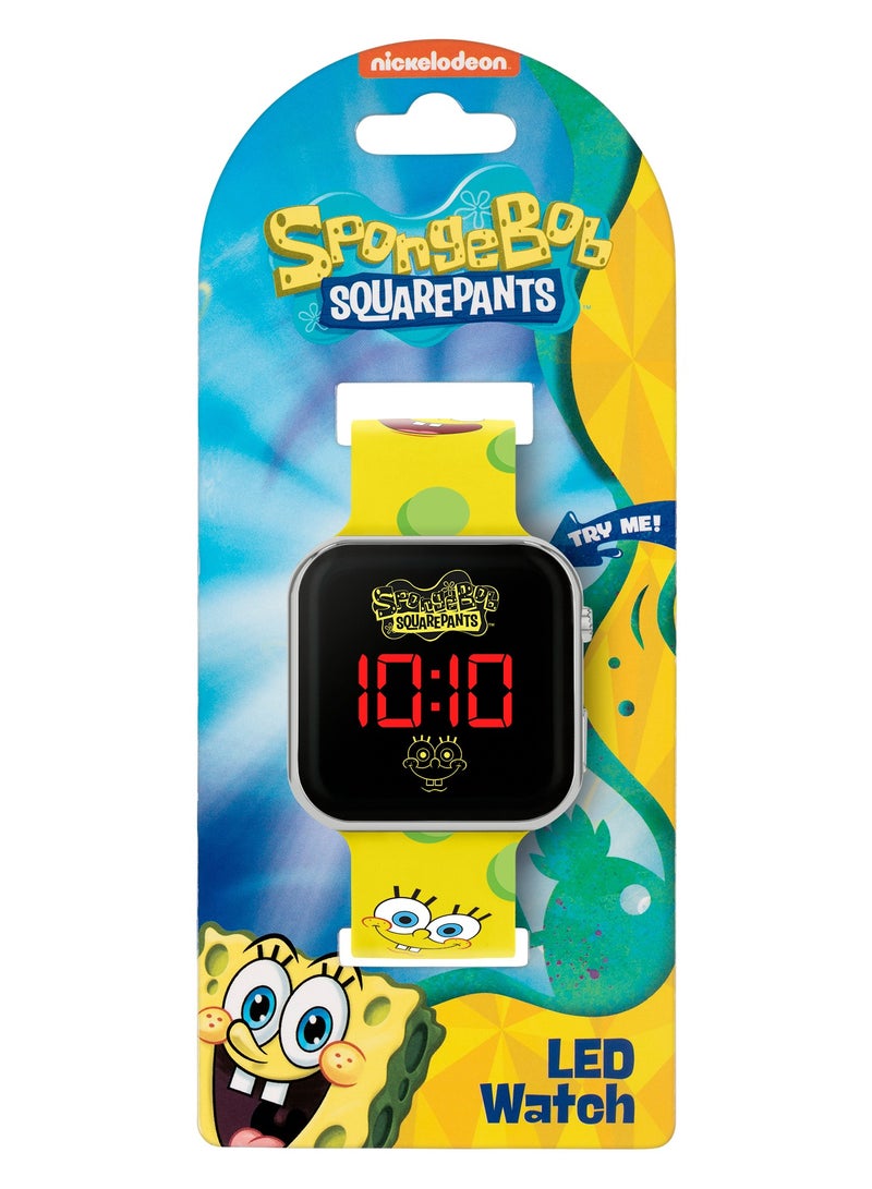 Nickelodeon SpongeBob Yellow LED Watch with Printed Character Strap - SGB4134