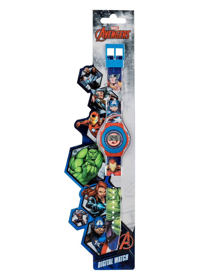 Disney Marvel Avengers Red & Blue Character Print Digital Watch - AVG4818