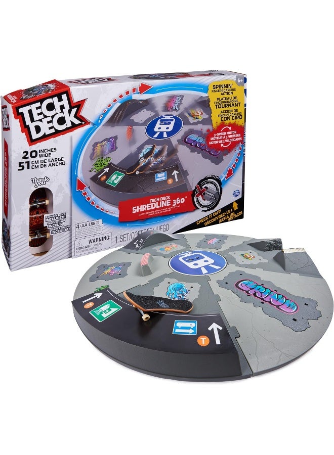 Tech Deck, Shredline 360 Motorized Skate Park, X-Connect Creator, Customizable and Buildable Turntable Ramp Set with Exclusive Fingerboard, Kids Toy for Boys and Girls Ages 6 and up