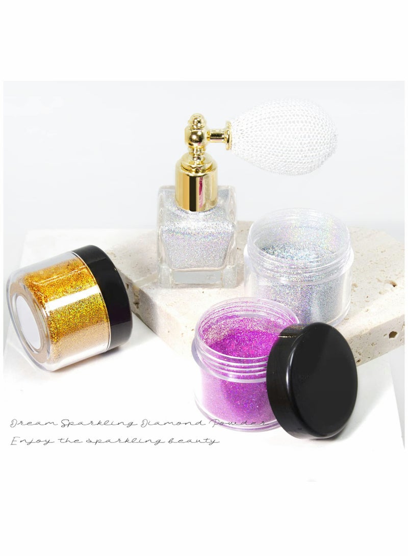 Body Glitter Spray,Sliver Gold Pink Glitter Powder,Shimmer Highlighter Loose Powder Glitter Makeup for Body Face Hair Clothes Nail Art Craft Design 3 Colors-with 1 Empty Spray Bottle