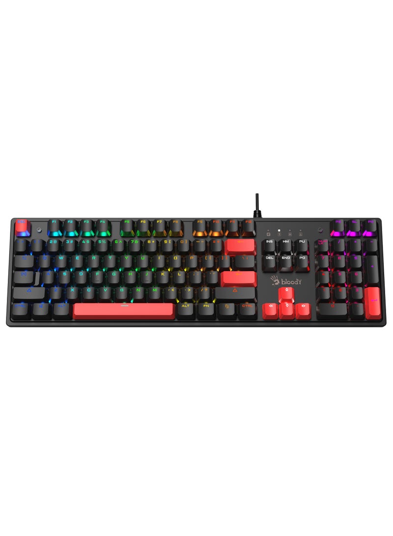 Mechanical Switch RGB Gaming Keyboard S510R, 10 Preset RGB Effects, Double-Shot Keycaps, BLMS Switch, Bloody BLMS Customize Mechanical Switch, Fire Black