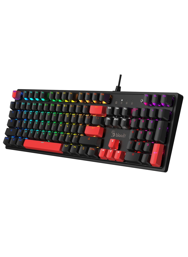 Mechanical Switch RGB Gaming Keyboard S510R, 10 Preset RGB Effects, Double-Shot Keycaps, BLMS Switch, Bloody BLMS Customize Mechanical Switch, Fire Black