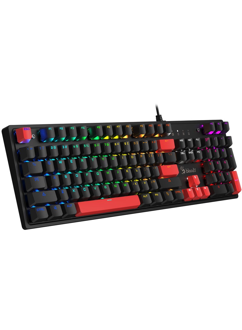 Mechanical Switch RGB Gaming Keyboard S510R, 10 Preset RGB Effects, Double-Shot Keycaps, BLMS Switch, Bloody BLMS Customize Mechanical Switch, Fire Black