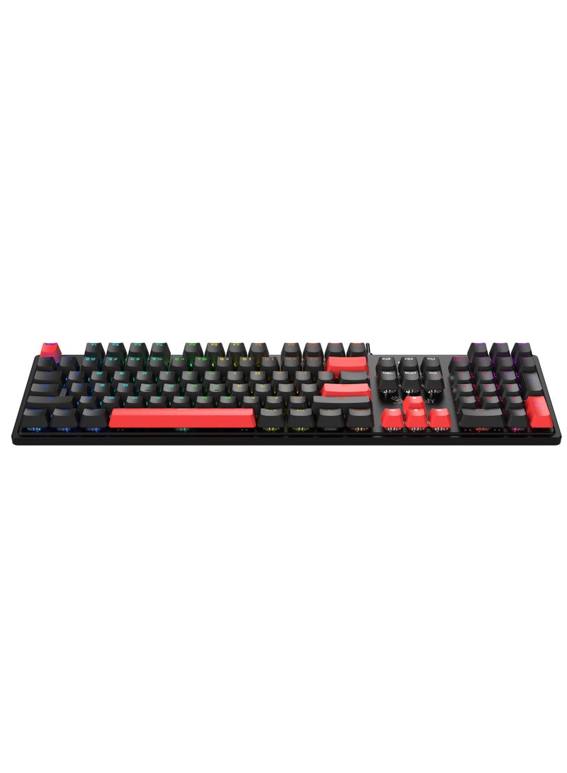 Mechanical Switch RGB Gaming Keyboard S510R, 10 Preset RGB Effects, Double-Shot Keycaps, BLMS Switch, Bloody BLMS Customize Mechanical Switch, Fire Black