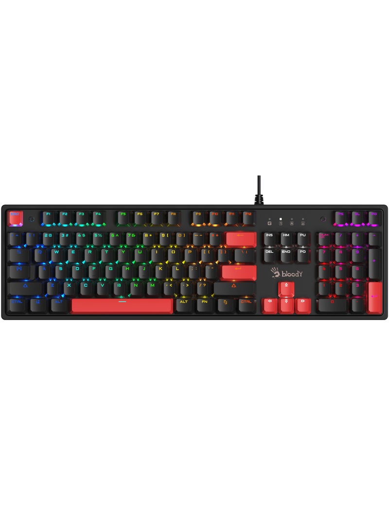 Mechanical Switch RGB Gaming Keyboard S510R, 10 Preset RGB Effects, Double-Shot Keycaps, BLMS Switch, Bloody BLMS Customize Mechanical Switch, Fire Black
