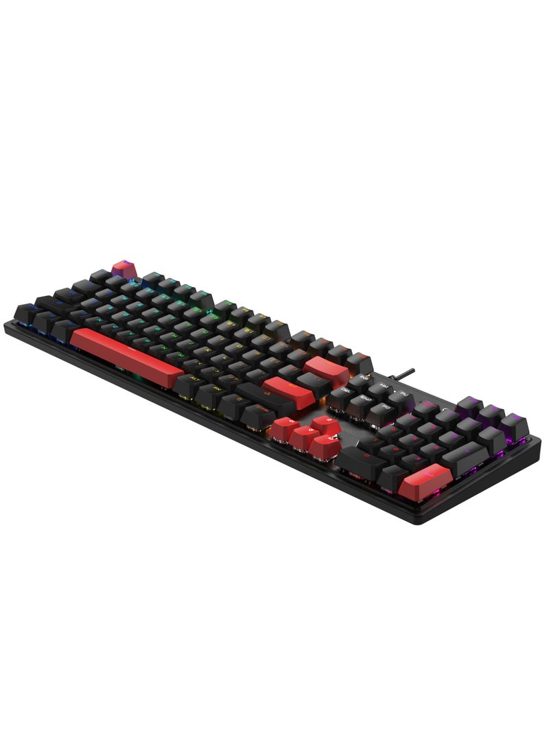 Mechanical Switch RGB Gaming Keyboard S510R, 10 Preset RGB Effects, Double-Shot Keycaps, BLMS Switch, Bloody BLMS Customize Mechanical Switch, Fire Black