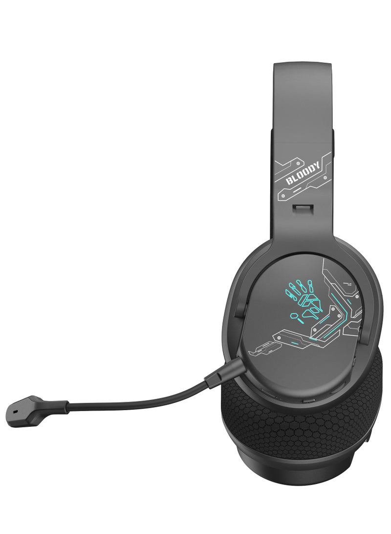 All-In-One Dual Mode Wireless Gaming Headset GR370, Connection Mode ① 2.4GHz Wireless ② Bluetooth v5.3 ③ 3.5mm Wired Audio, Noise Cancelling, 7-Color Backlit, Playtime 45H, 50mm Speaker, Sports Black