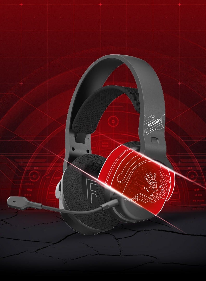All-In-One Dual Mode Wireless Gaming Headset GR370, Connection Mode ① 2.4GHz Wireless ② Bluetooth v5.3 ③ 3.5mm Wired Audio, Noise Cancelling, 7-Color Backlit, Playtime 45H, 50mm Speaker, Sports Black