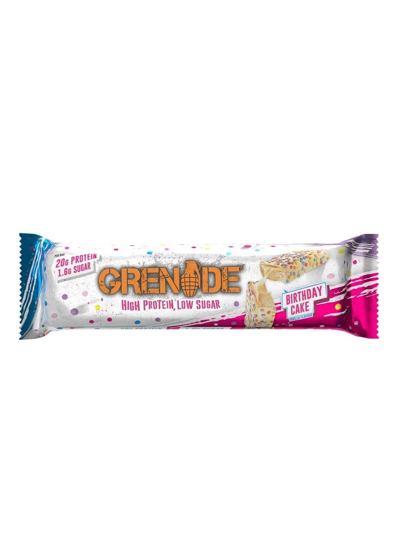 Grenade High Protein Low Sugar Bar Birthday Cake 60g Pack of 12