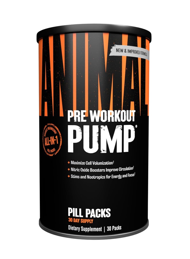 Animal Pump Preworkout Packs Dietary Supplement 30 Packs