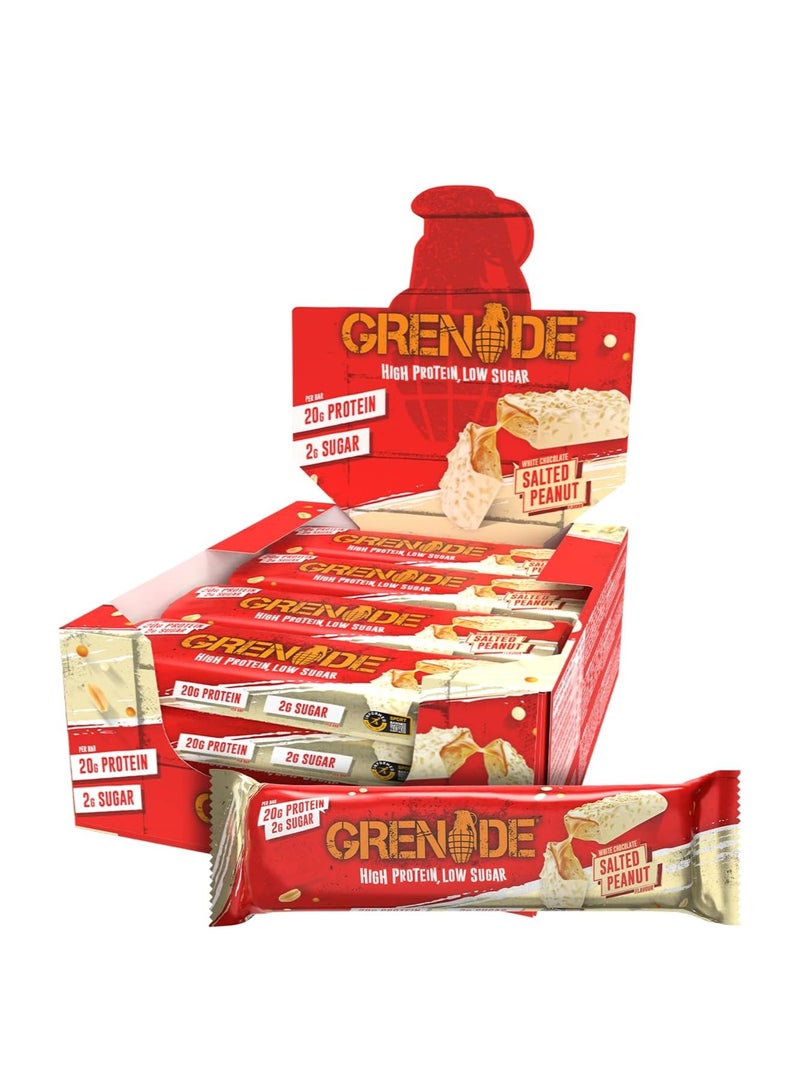 Grenade High Protein Low Sugar Bar White Chocolate Salted Peanut 60g Pack of 12