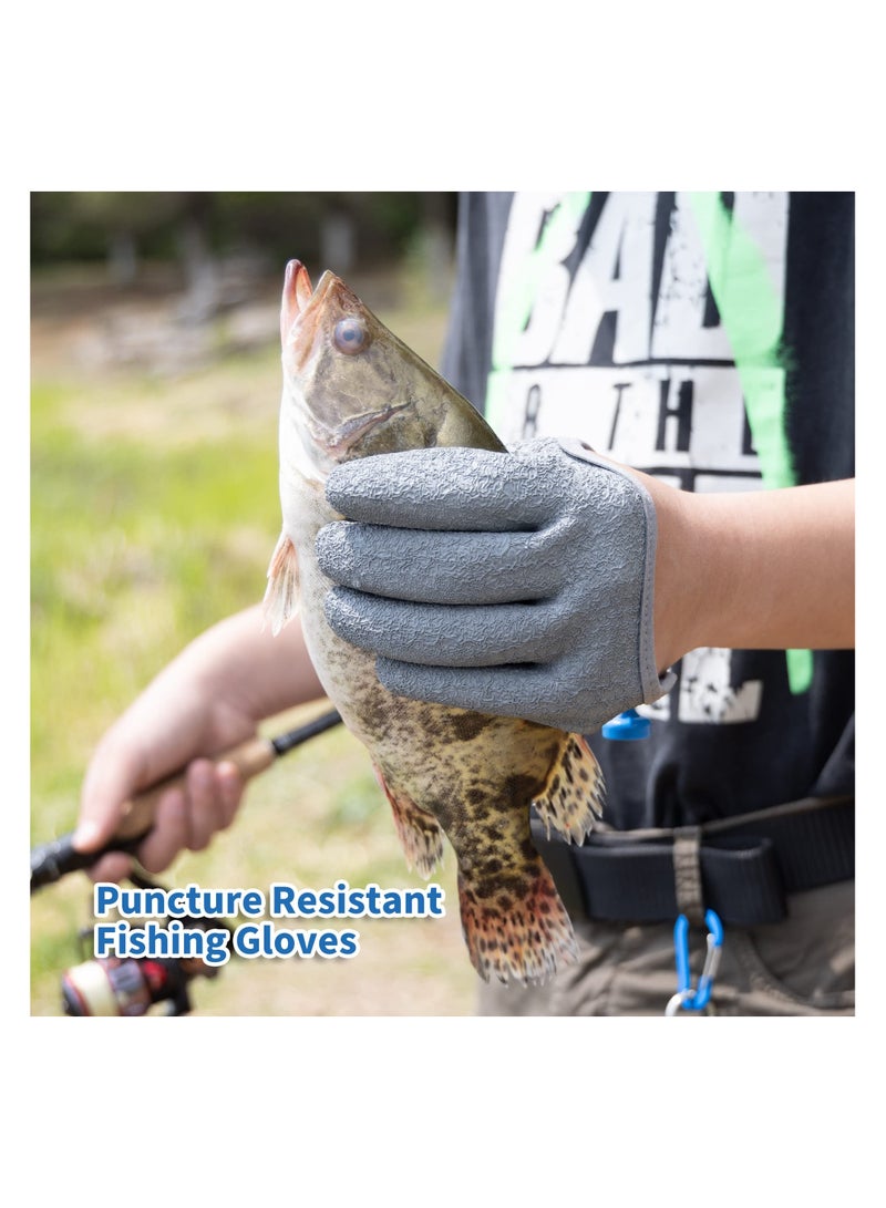 Fishing Glove for Men with Magnet Release, Fish Handling/Cleaning Gloves, Puncture Resistant Fish Glove for Handling, Catching, Cleaning, Anti-Slip Textured Grip Palm for Outdoor, Rowing, Hunting