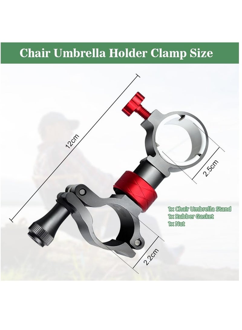 Fishing Chair Umbrella Holder, Aluminum Fishing Umbrella Bracket, Adjustable Fishing Chair Clamp Bracket Chair Umbrella Holder Clamp Universal Umbrella Mount Clip for Fishing Rod Chair Parasol