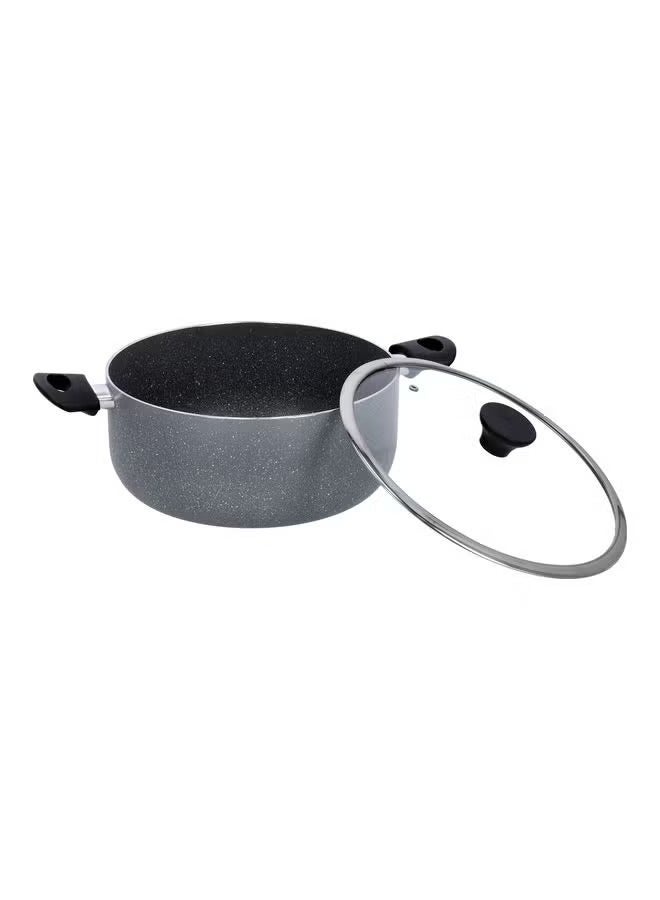 Granite Coated Casserole With Glass Lid Multicolour 30x2.5x13cm