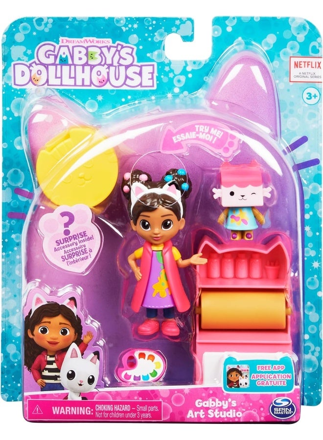 Gabby's Dollhouse Art Studio Set with 2 Toy Figures, 2 Accessories, Delivery and Furniture Piece, Kids Toys for Ages 3 and up