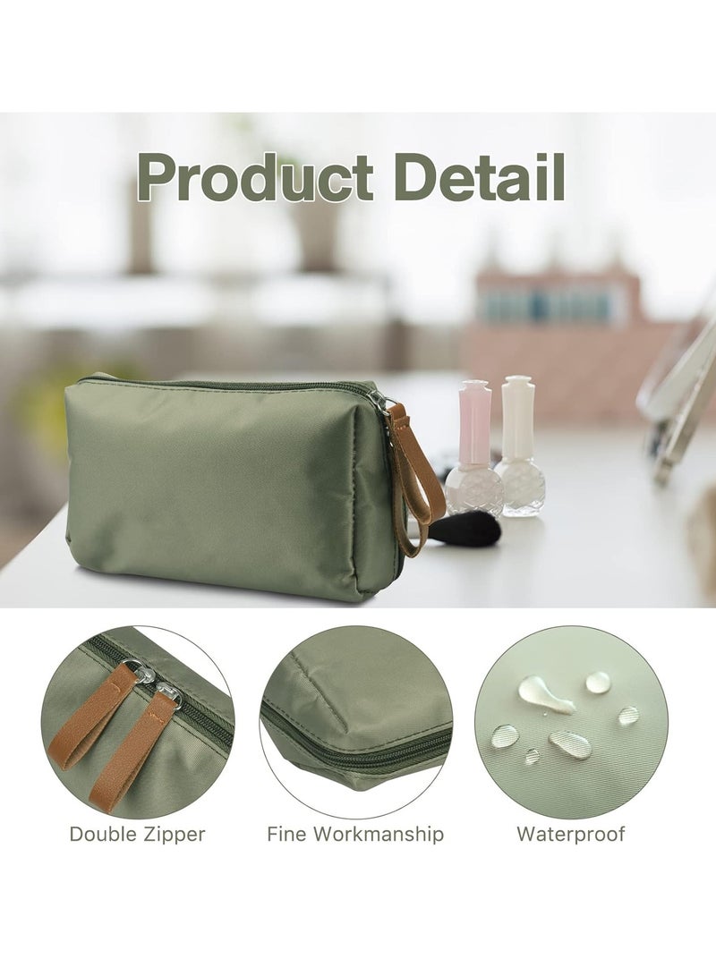 Travel Makeup Bag, Portable Toiletry Bag, Small Makeup Bag, Cosmetic Bag, Multifunction Makeup Bag with Multiple Compartment, Large Capacity Cosmetic Bags for Women, Waterproof Nylon, Daily Use, Green