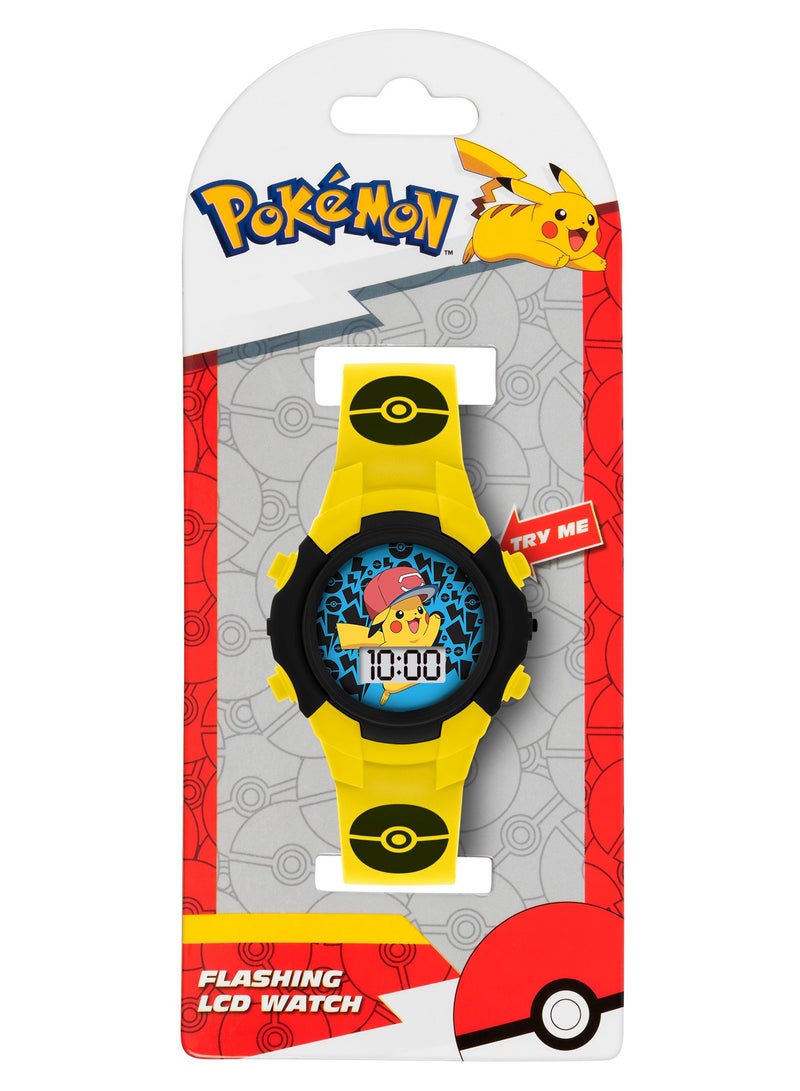 Pokémon Character Print & Dial Digital Flashing Boys Watch - POK4128