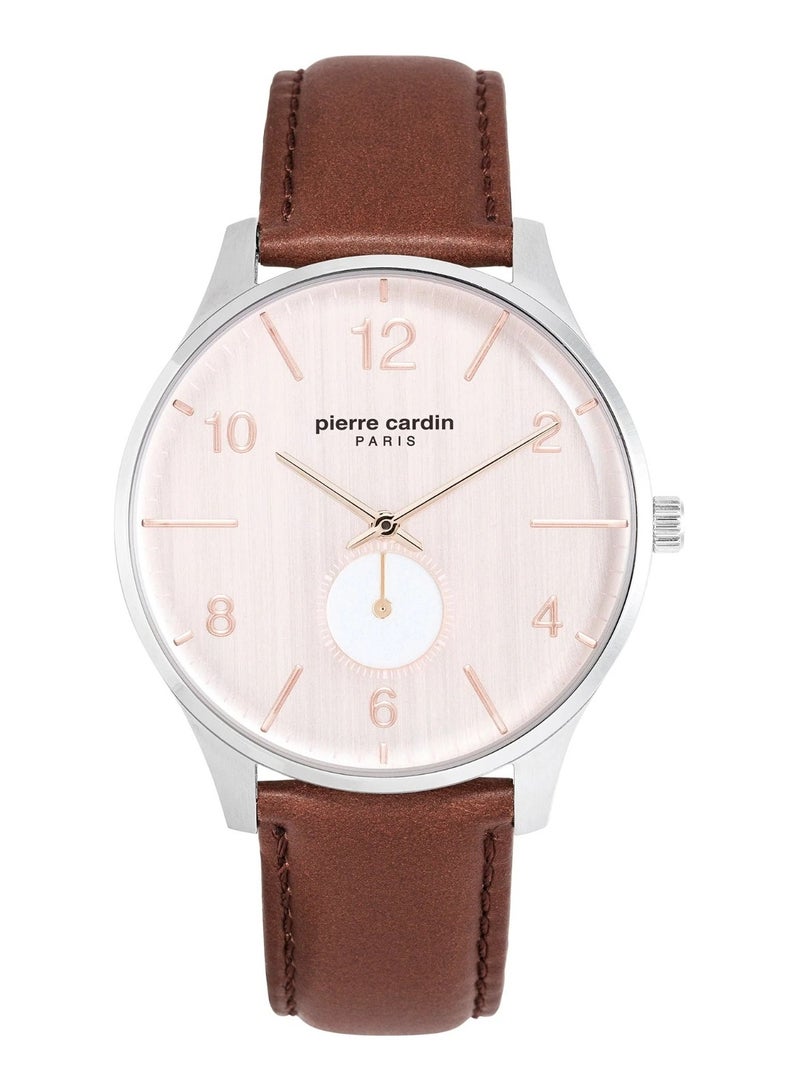 Pierre Cardin Stainless Steel Men's Watch With Brown Leather Band PC902671F130