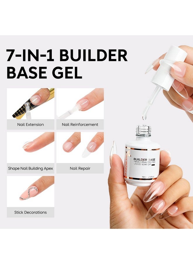 Builder Nail Gel 15Ml 7 In 1 Clear Builder Base Gel Gel Nail Polish Strengthener Gel Hard Gel Builder Extension Nail Gel