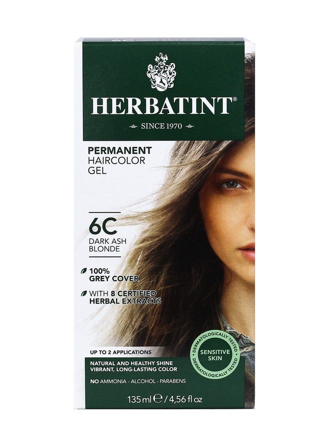 Permanent Haircolor Gel 6C Dark Ash Blonde Alcohol Free Vegan 100% Grey Coverage 4.56 Oz