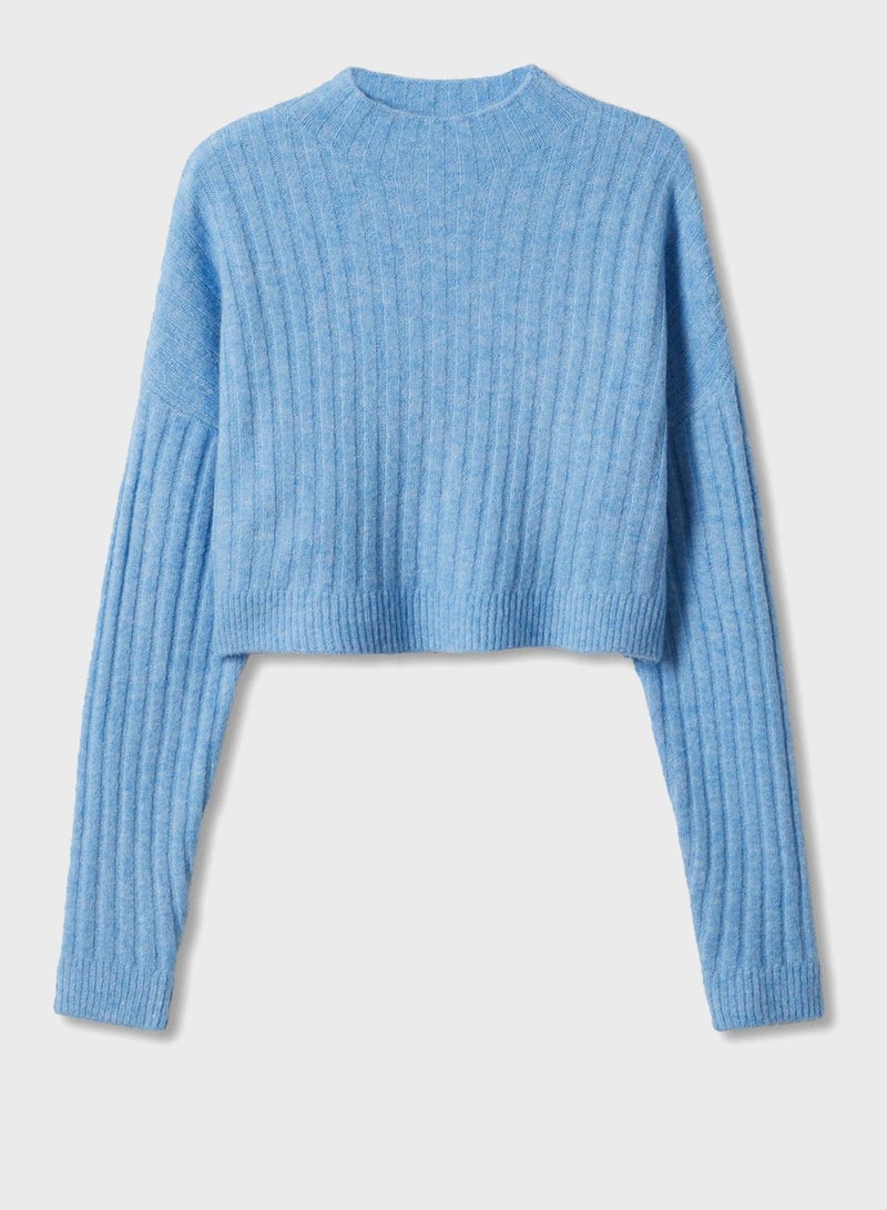 Kids Crop Ribbed Sweater