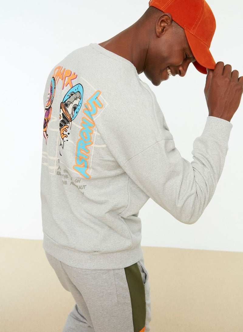 Back Print Crew Neck Sweatshirt