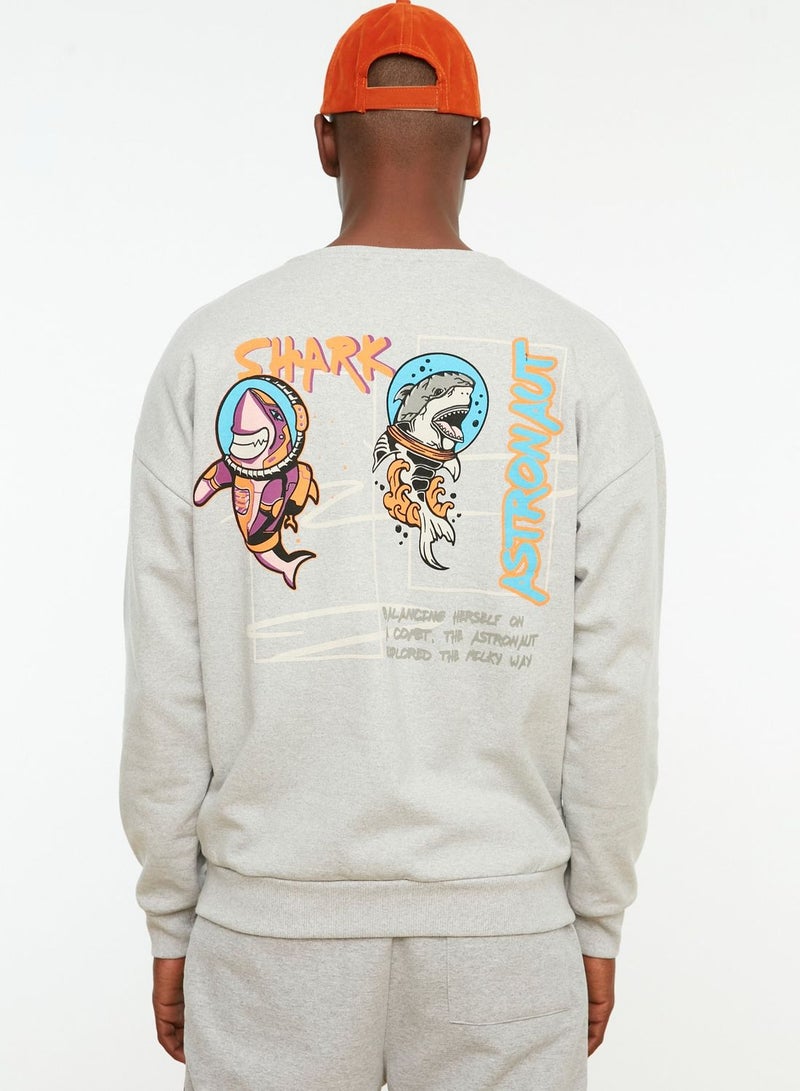 Back Print Crew Neck Sweatshirt
