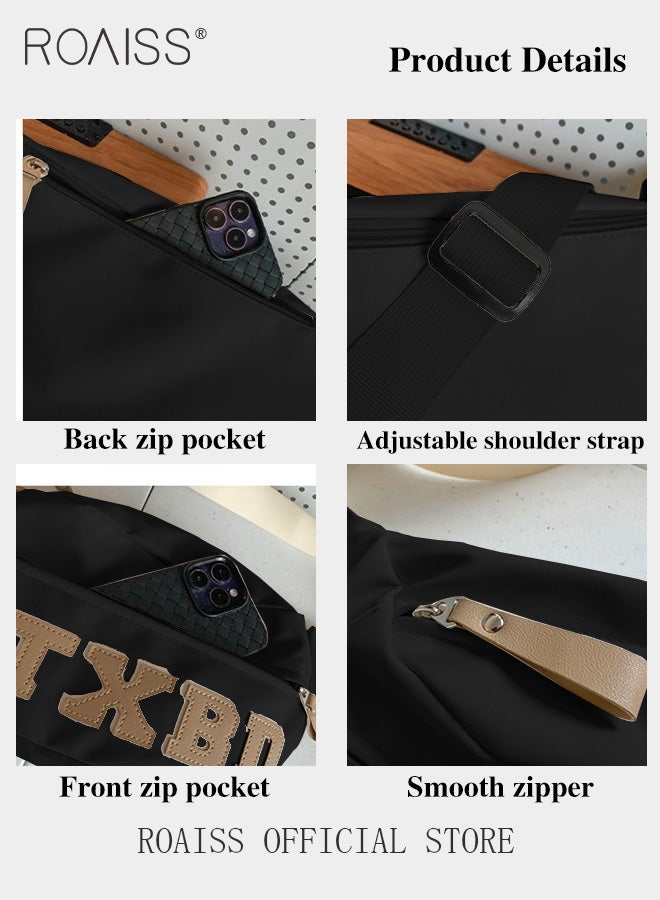 Unisex Multifunctional Chest Bag Letter Print Design Simple and Fashionable Large Capacity Style Versatile and Suitable for Students Can be Worn as a Crossbody Bag or Waist Bag