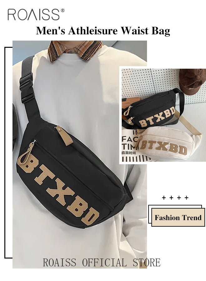 Unisex Multifunctional Chest Bag Letter Print Design Simple and Fashionable Large Capacity Style Versatile and Suitable for Students Can be Worn as a Crossbody Bag or Waist Bag