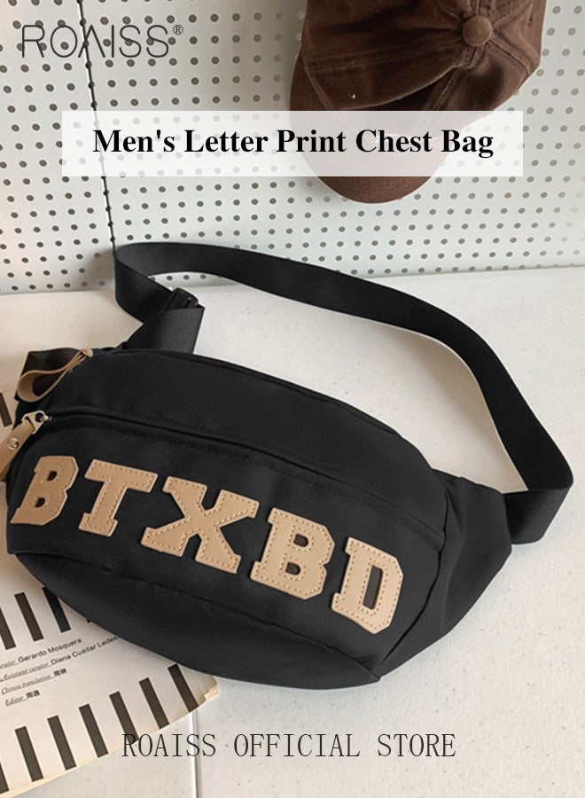 Unisex Multifunctional Chest Bag Letter Print Design Simple and Fashionable Large Capacity Style Versatile and Suitable for Students Can be Worn as a Crossbody Bag or Waist Bag