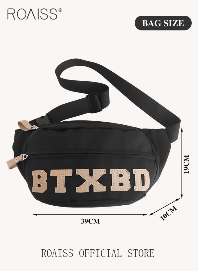 Unisex Multifunctional Chest Bag Letter Print Design Simple and Fashionable Large Capacity Style Versatile and Suitable for Students Can be Worn as a Crossbody Bag or Waist Bag