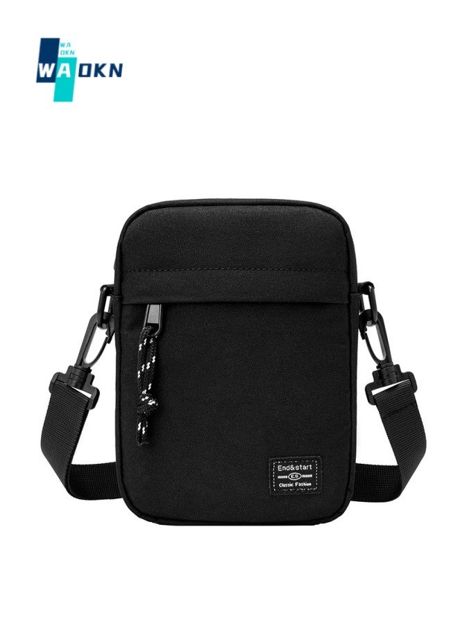 Unisex Mini Crossbody Bag, Teenager Texture Waterproof and Scratch-proof Small Bag Shoulder Bag Handbag, Fashionable and Simple Solid Color Crossbody Bag for College Students and Youth(Black)