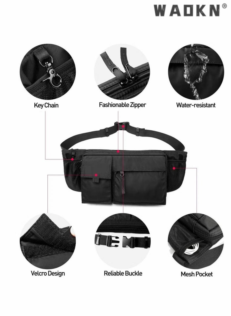 Unisex Chest Bag Leisure One Shoulder Crossbody Bag Leisure Outdoor Sports Bag,Waterproof Black Men's Adjustable Strap Advanced Lightweight Waist Bag for Fitness, Exercise, Travel, Work, Commuting