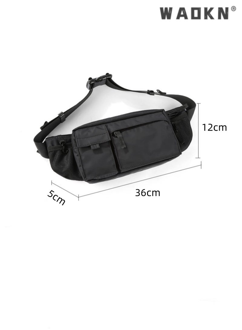 Unisex Chest Bag Leisure One Shoulder Crossbody Bag Leisure Outdoor Sports Bag,Waterproof Black Men's Adjustable Strap Advanced Lightweight Waist Bag for Fitness, Exercise, Travel, Work, Commuting