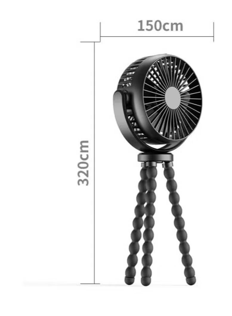 3 Speed Portable Personal Mini Stroller Fan With Flexible Tripod, USB Rechargeable Battery