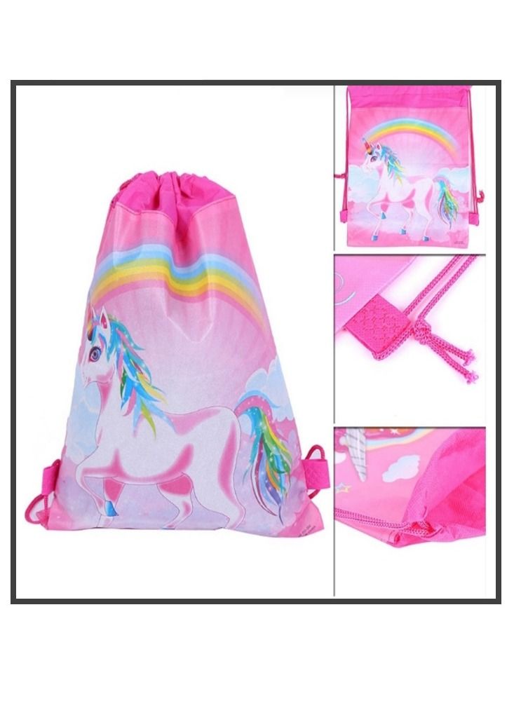 Drawstring Bag for Boys/Girls Travel Storage Package Cartoon School Picnic Backpack Children Kids Birthday Party Favors 10 pcs Unicorn Style 3