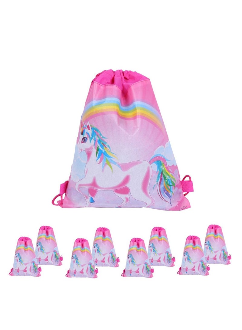 Drawstring Bag for Boys/Girls Travel Storage Package Cartoon School Picnic Backpack Children Kids Birthday Party Favors 10 pcs Unicorn Style 3