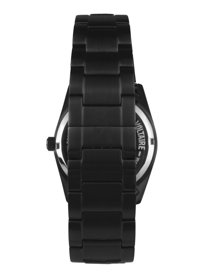 Unisex Adult Zadig & Vortaire Analog Watch with Black  Engraved Dial and Brushed Black Stainless Steel Strap  Bracelet - ZV119-3AM