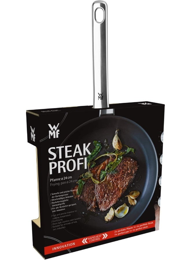 Steak Profi Round Fry Pan Non Stick Pan. 24Cm. Aluminum Core. Stainless Steel Handle. Perfect Cooked Meat And Steak.