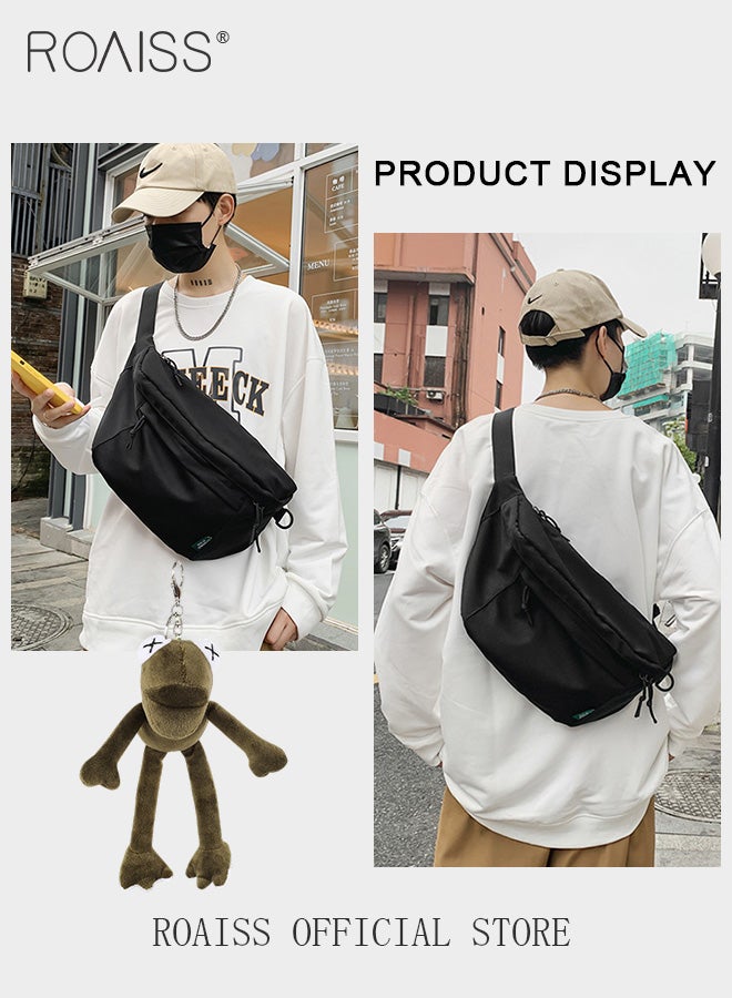 Unisex Multifunctional Chest Bag Large Capacity Shoulder Sling Bag for College Students 13 inch Laptop Bag Ideal for multipurpose  Activities with Frog Pendant