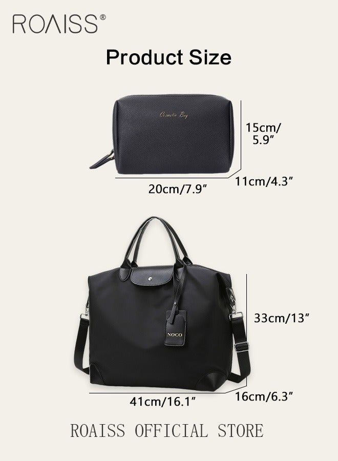 Large Capacity Tote Bag and a Small Zipper Pouch Bag Combination Set Unisex Multi-Functional Waterproof Shoulder Crossbody Bags Sets for Travel Business Trip or Gym Suitable for both Women and Men