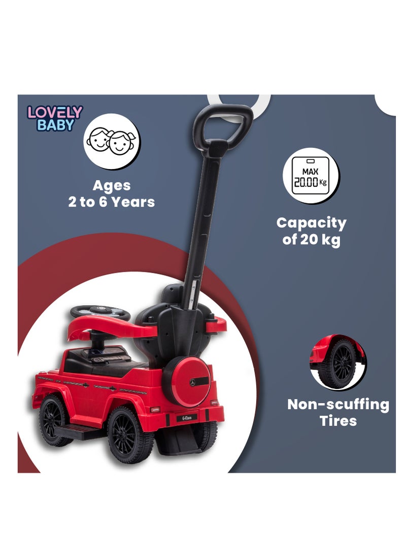 Lovely Baby Mercedes-Benz Push Car for Kids LB 3388H, Ride-on w/ Handlebar, Storage, Comfortable Foot-Rest, Age 1-3 Yrs - Red