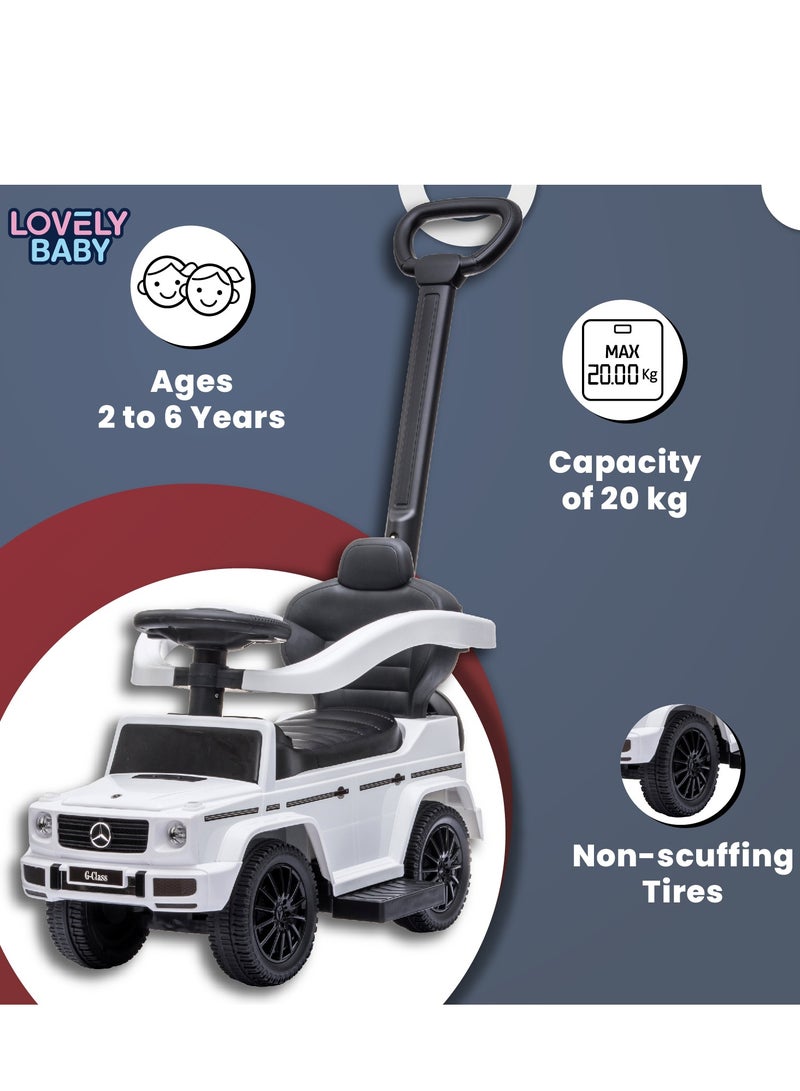 Lovely Baby Mercedes-Benz Push Car for Kids LB 3388H, Ride-on w/ Handlebar, Storage, Comfortable Foot-Rest, Age 1-3 Yrs - White
