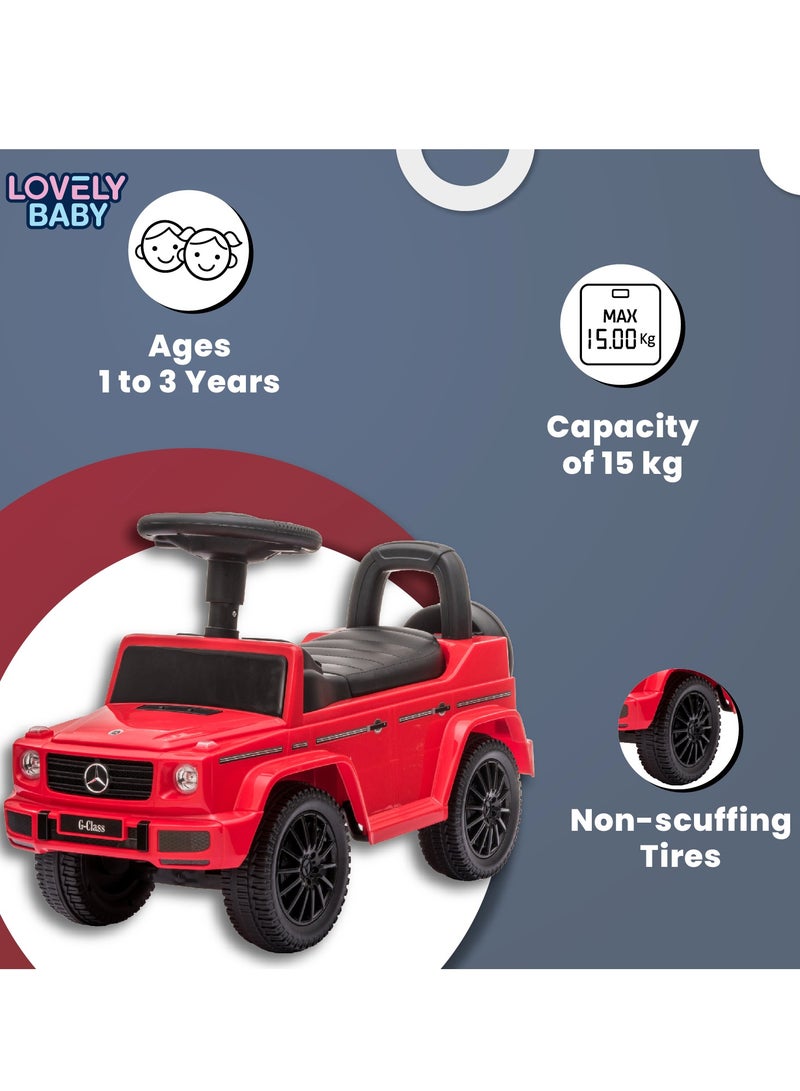 Lovely Baby Mercedes-Benz Push Car for Kids LB 652, Non-Scuffing Tires, Musical Steering, Children Gift for Age 1-3 Years - Red