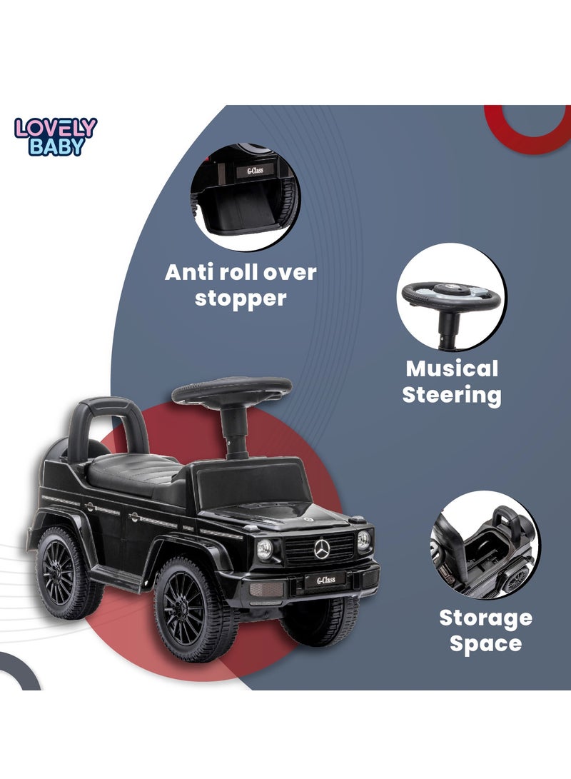 Lovely Baby Mercedes-Benz Push Car for Kids LB 652, Non-Scuffing Tires, Musical Steering, Children Gift for Age 1-3 Years - Black